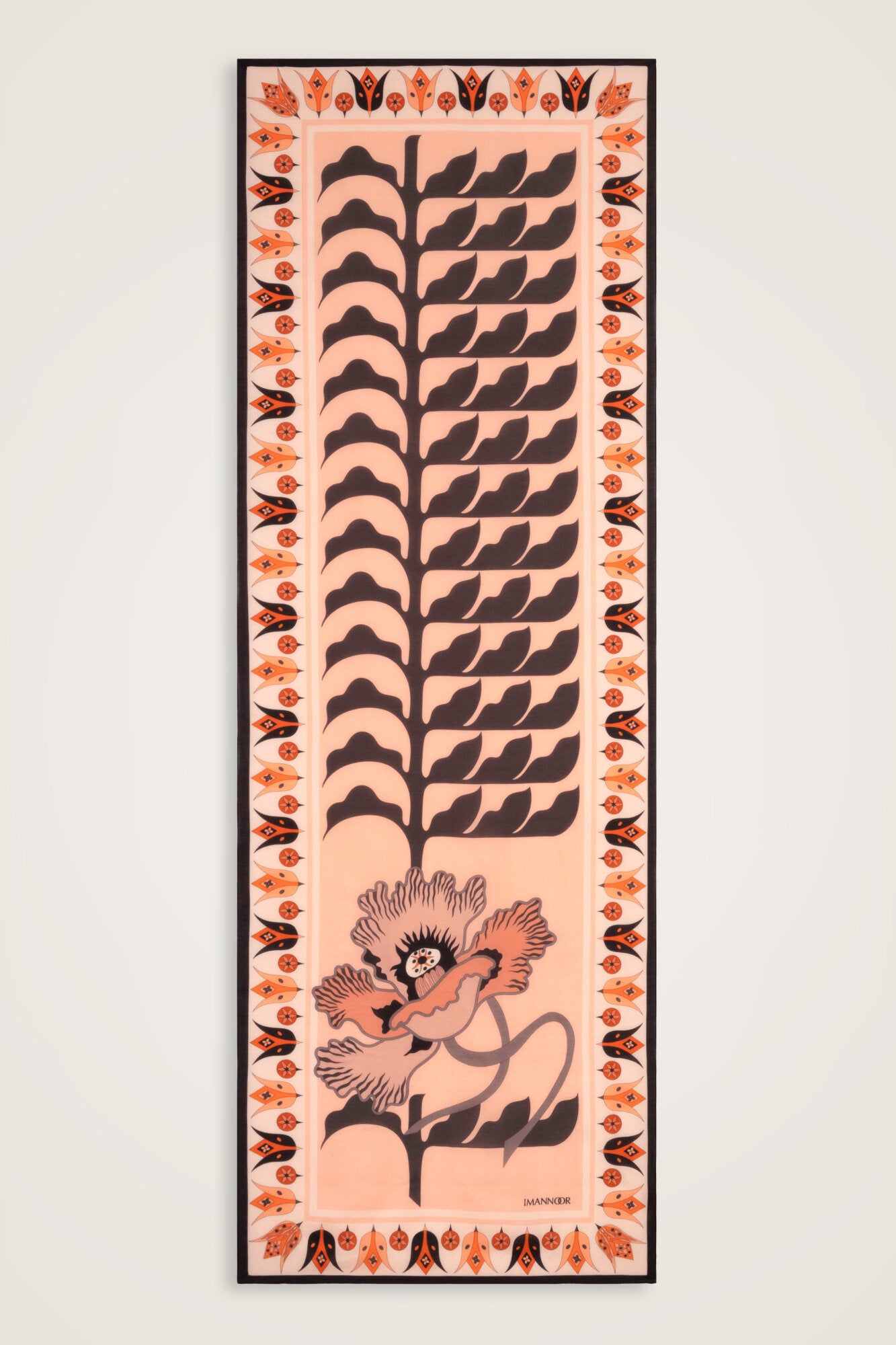 Kufi Gri-Somon Floş Pamuk Şal 70x210