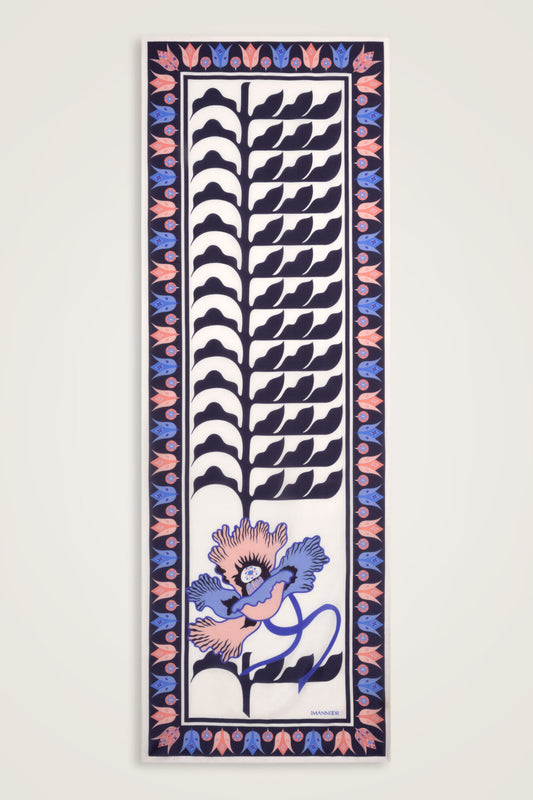 Kufi Lacivert Floş Pamuk Şal 70x210