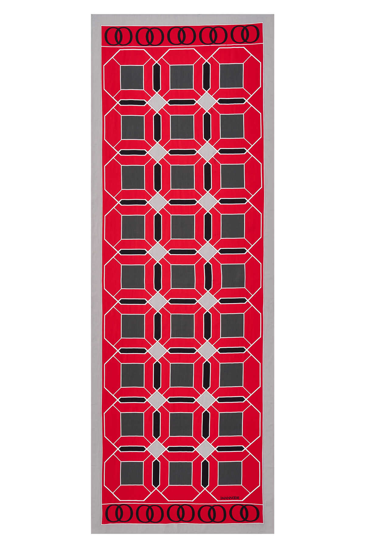 Kündekari Kırmızı Floş Viskon Şal 70x200