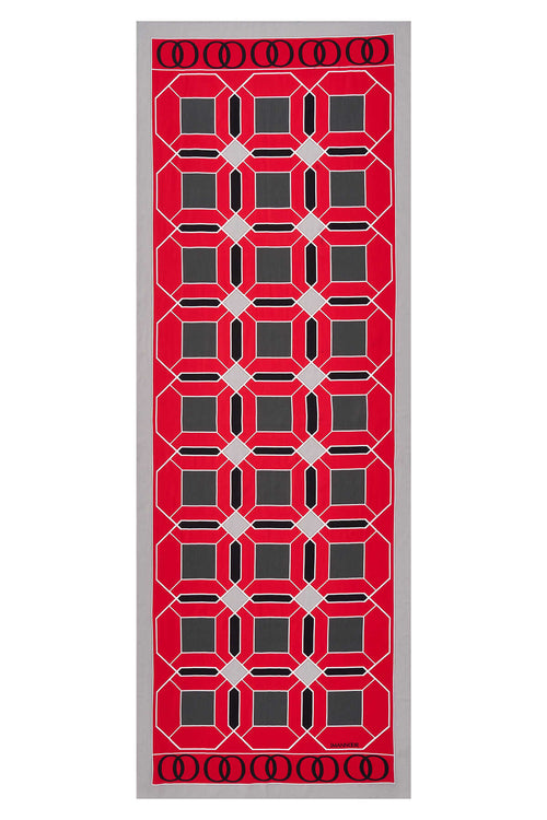 Kündekari Kırmızı Floş Viskon Şal 70x200