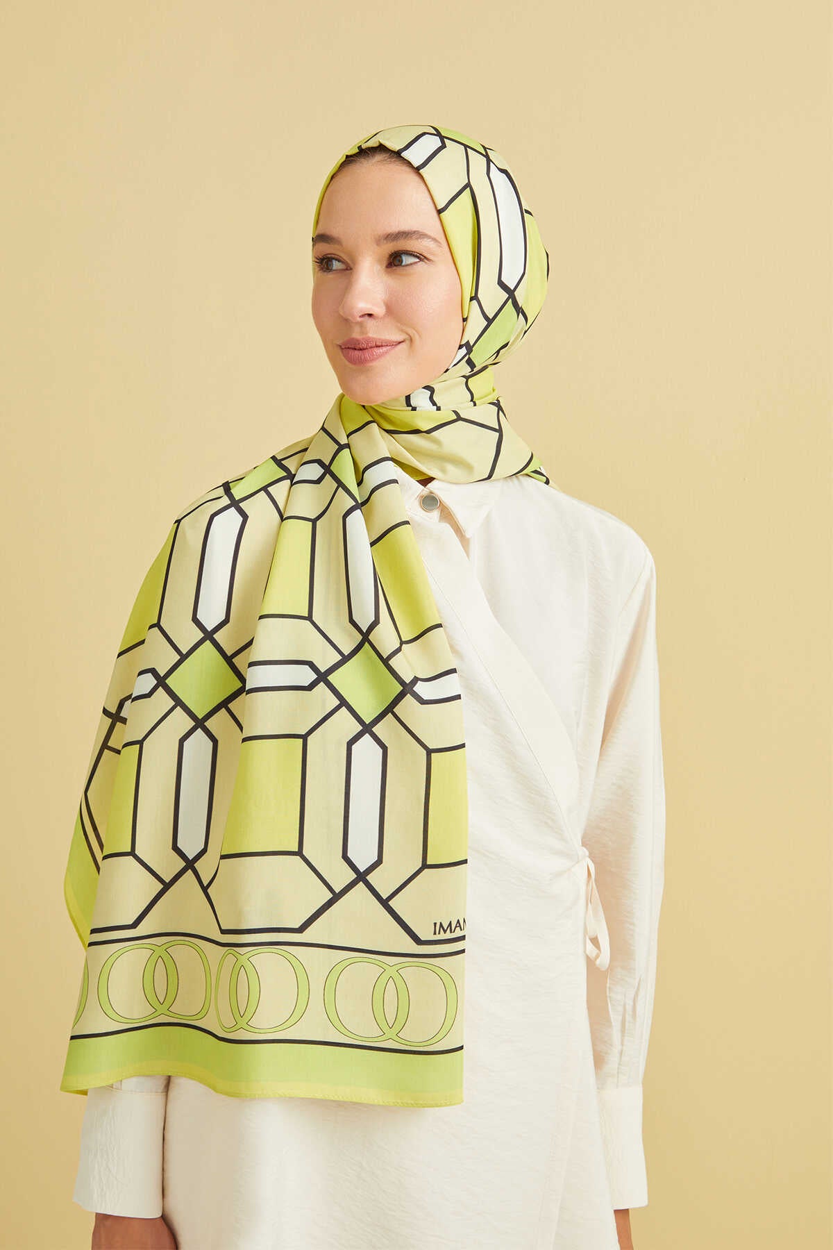 Kündekari Sarı Floş Viskon Şal 70x200