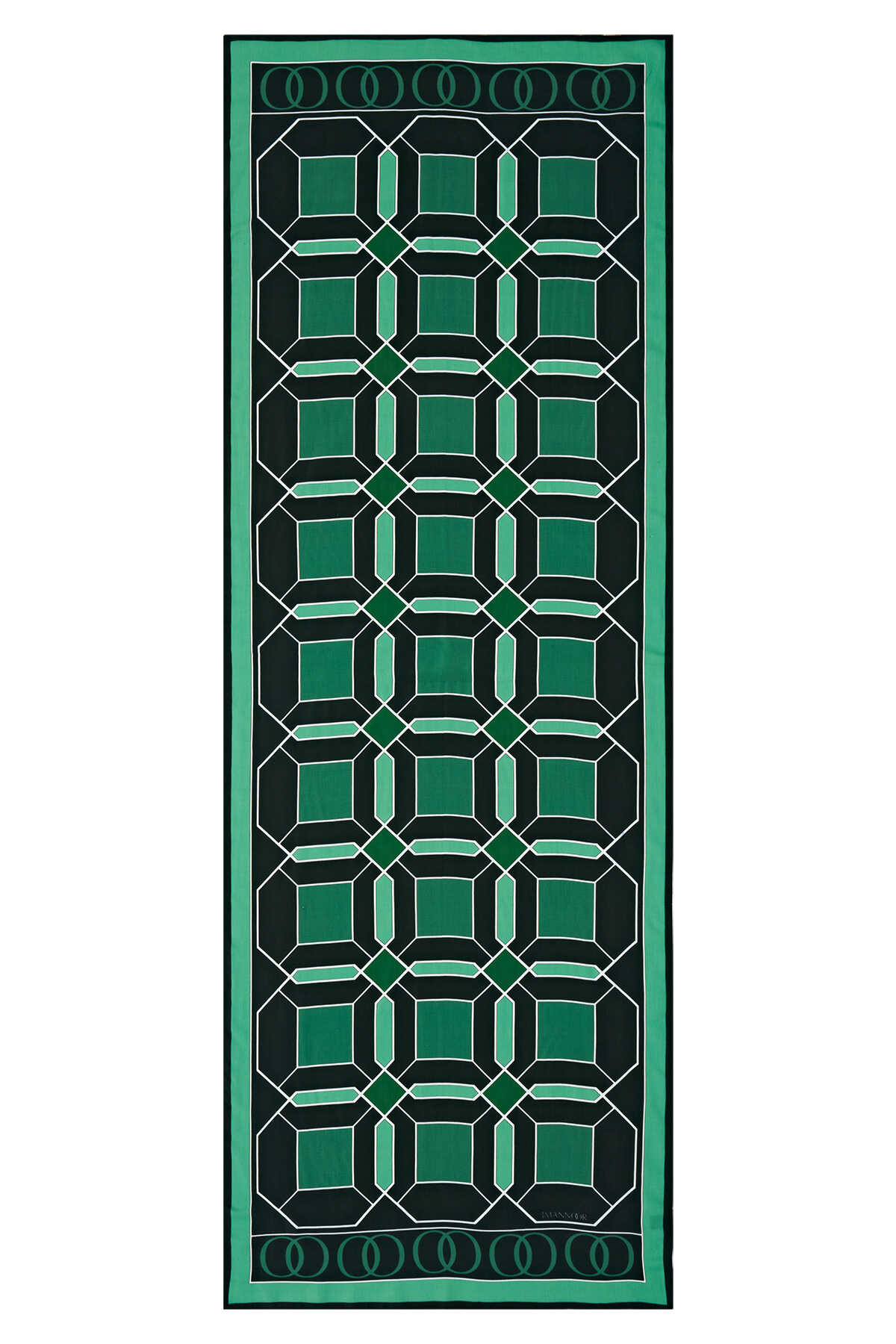 Kündekari Yeşil Floş Viskon Şal 70x200