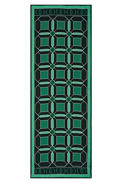 Kündekari Yeşil Floş Viskon Şal 70x200