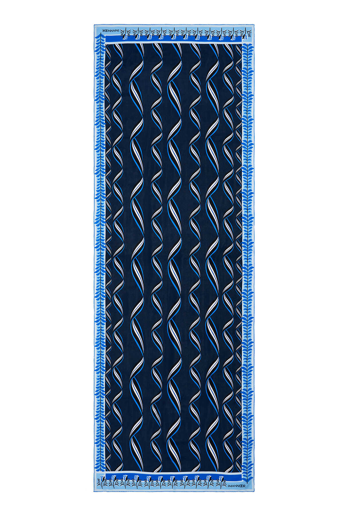 Kurdela Lacivert Krep İpek Şal 70x200