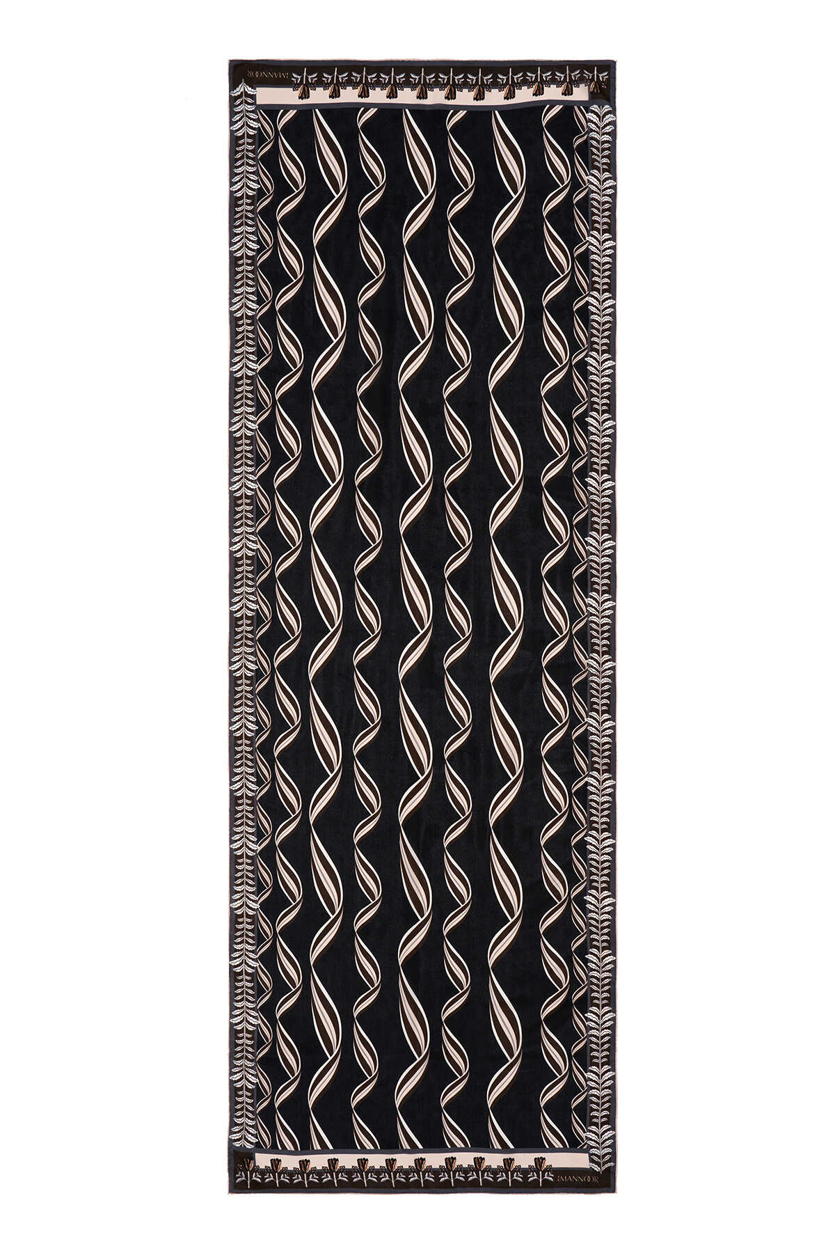 Kurdela Siyah Krep İpek Şal 70x200