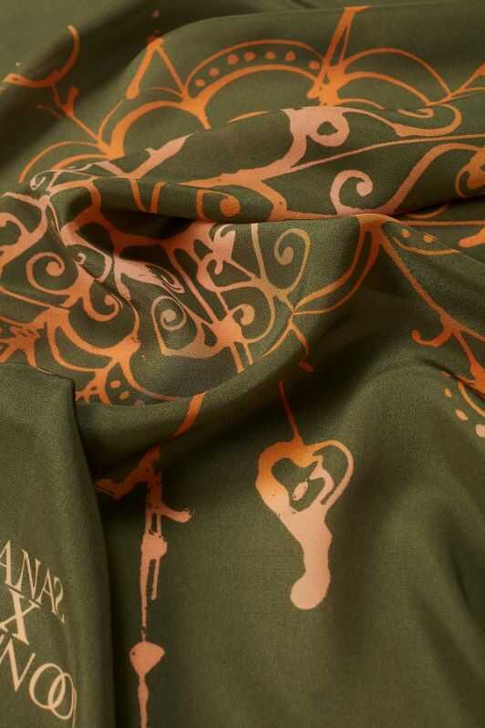 Kuş Sepeti Yeşil İpek Şal 80x200