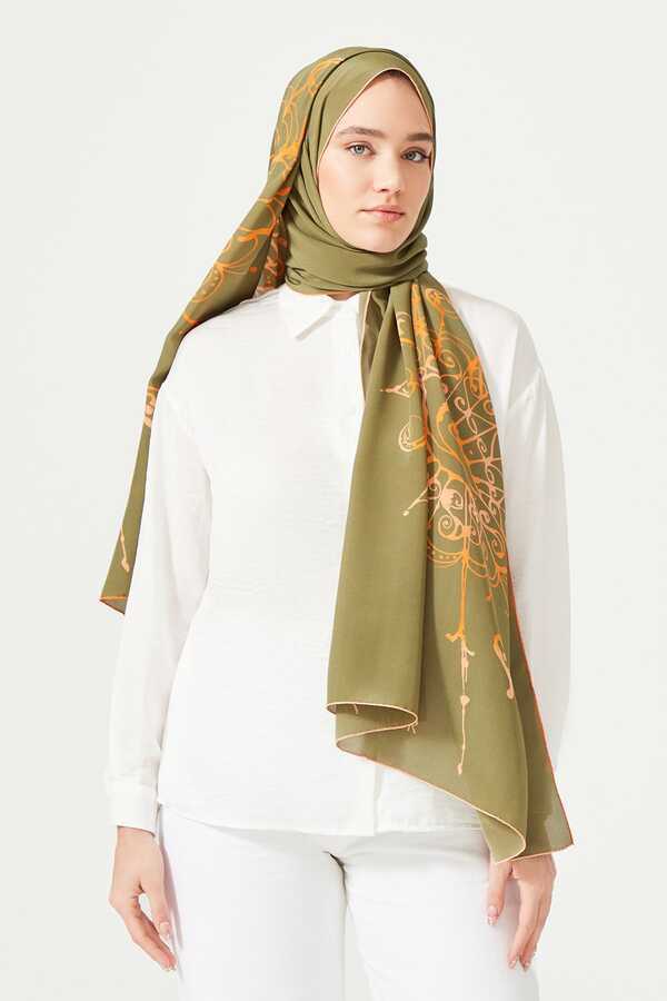 Kuş Sepeti Yeşil İpek Şal 80x200