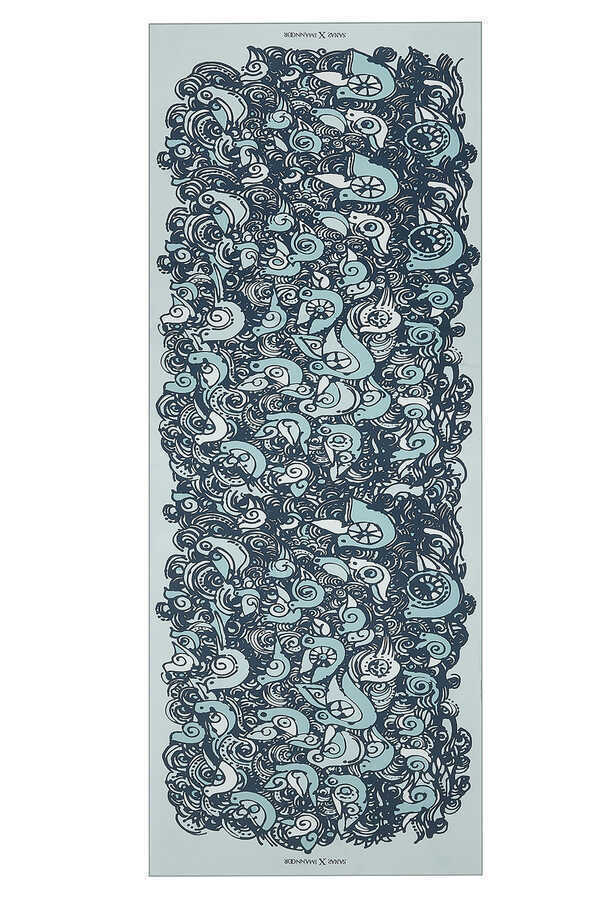 Kuşlar Mavi Krep İpek Şal 80x200