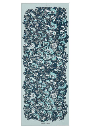 Kuşlar Mavi Krep İpek Şal 80x200