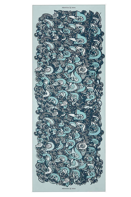 Kuşlar Mavi Krep İpek Şal 80x200