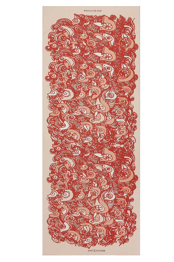 Kuşlar Turuncu Krep İpek Şal 80x200