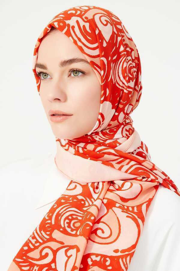 Kuşlar Turuncu Krep İpek Şal 80x200