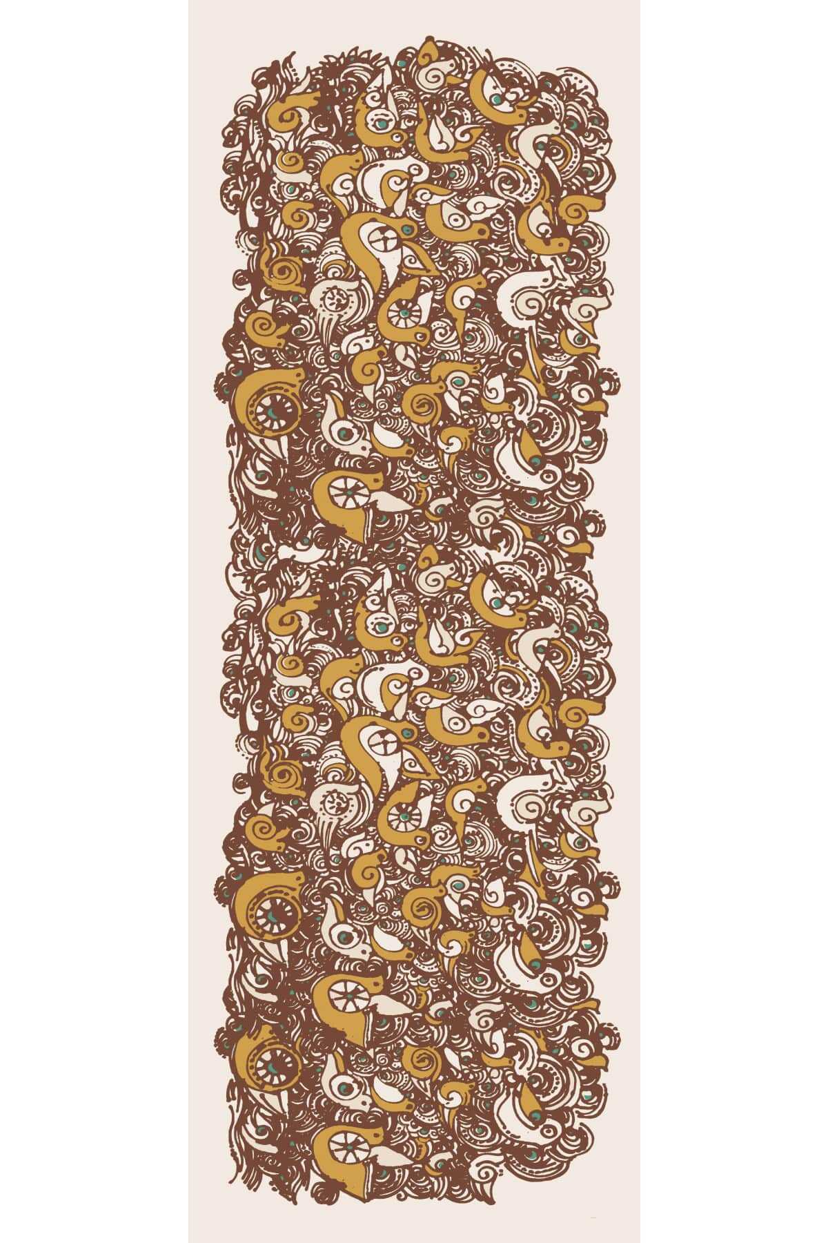 Kuşlar Vizon Krep İpek Şal 80x200