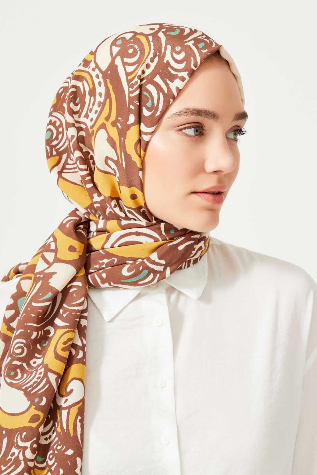Kuşlar Vizon Krep İpek Şal 80x200