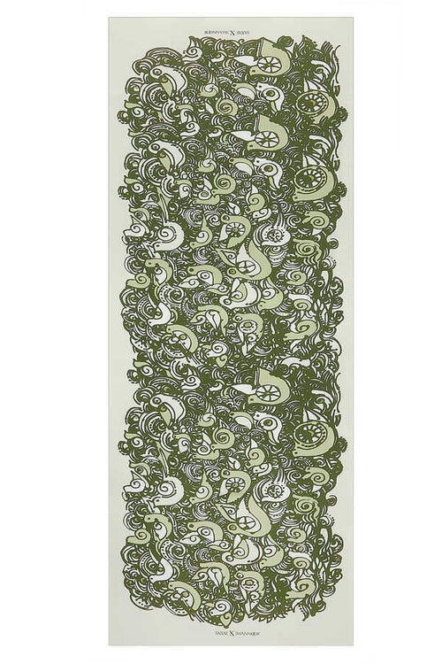 Kuşlar Yeşil Krep İpek Şal 80x200