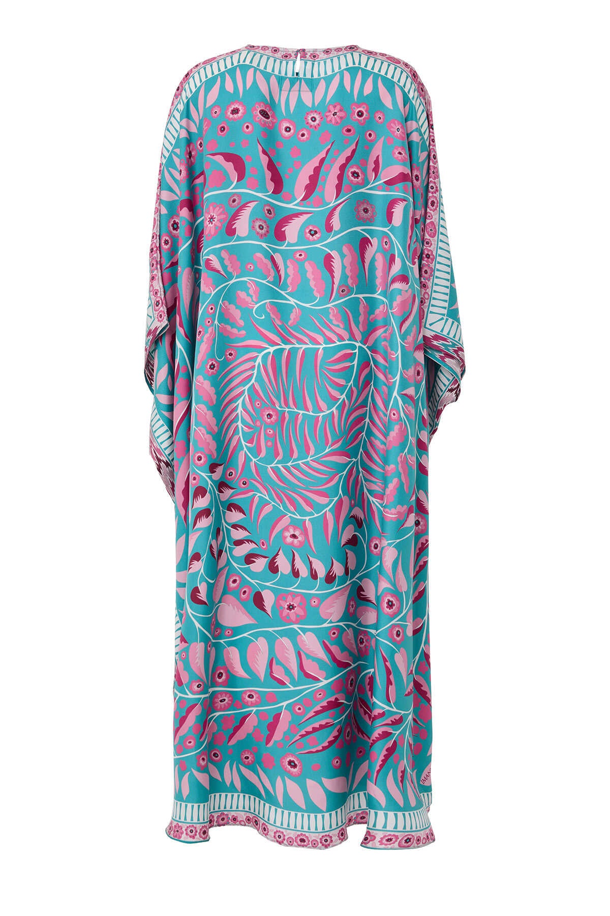 Labirent Sarmaşık Fuşya İpek Kaftan