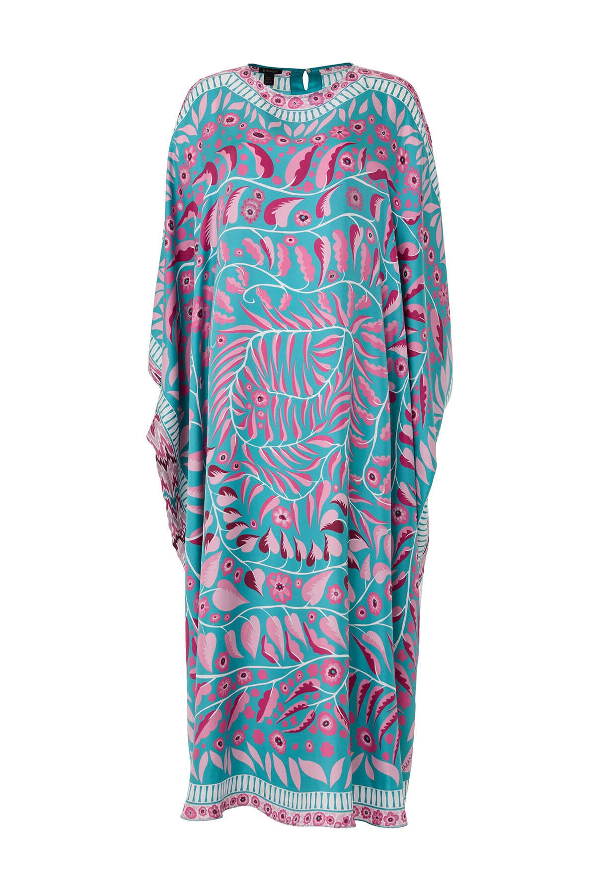 Labirent Sarmaşık Fuşya İpek Kaftan