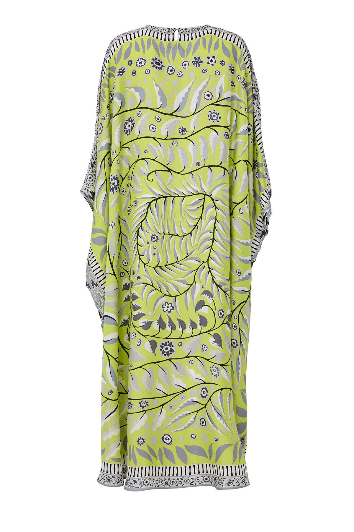 Labirent Sarmaşık F.Yeşil İpek Kaftan