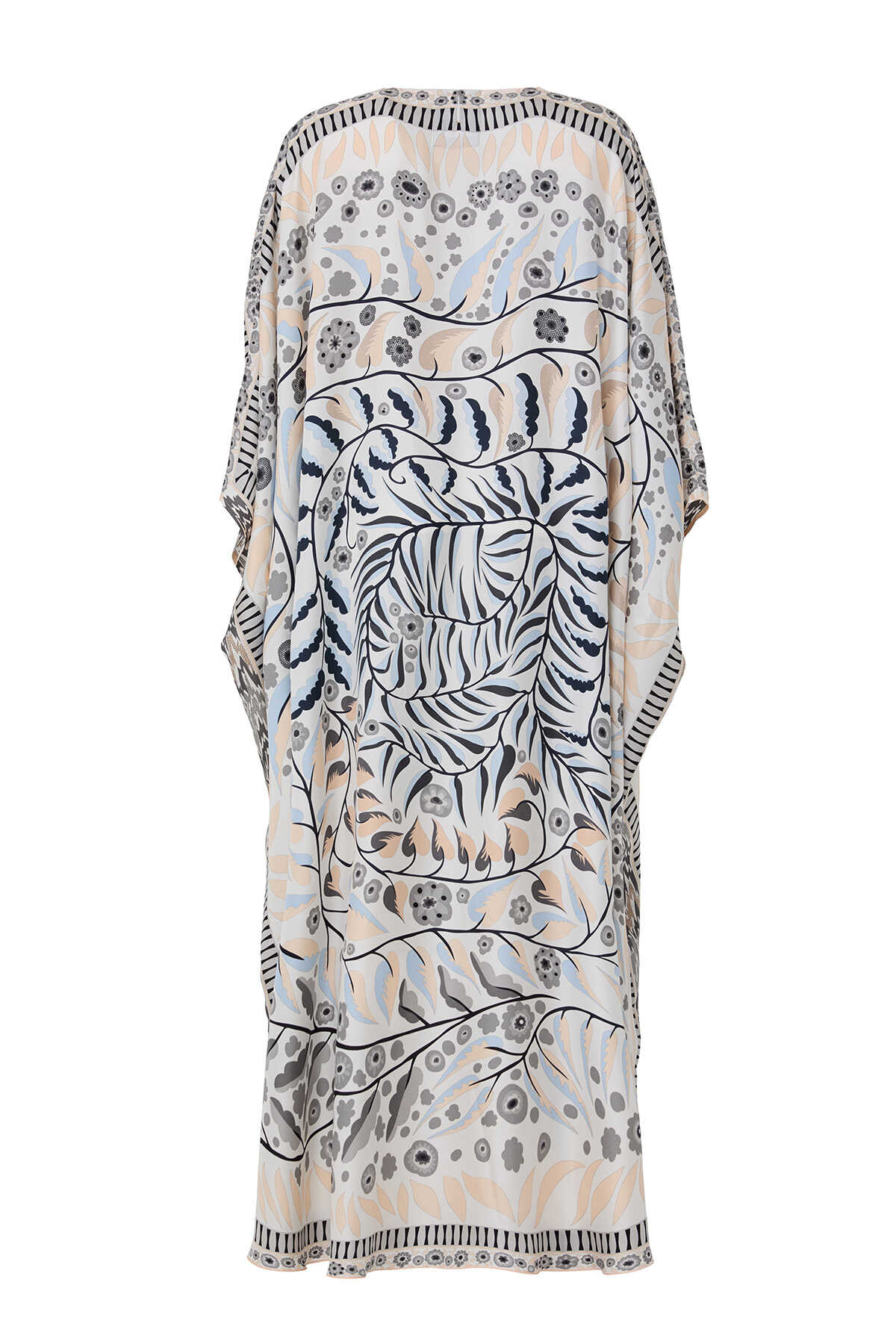 Labirent Sarmaşık Krem İpek Kaftan