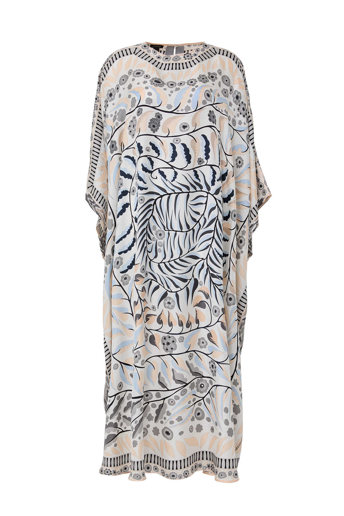 Labirent Sarmaşık Krem İpek Kaftan
