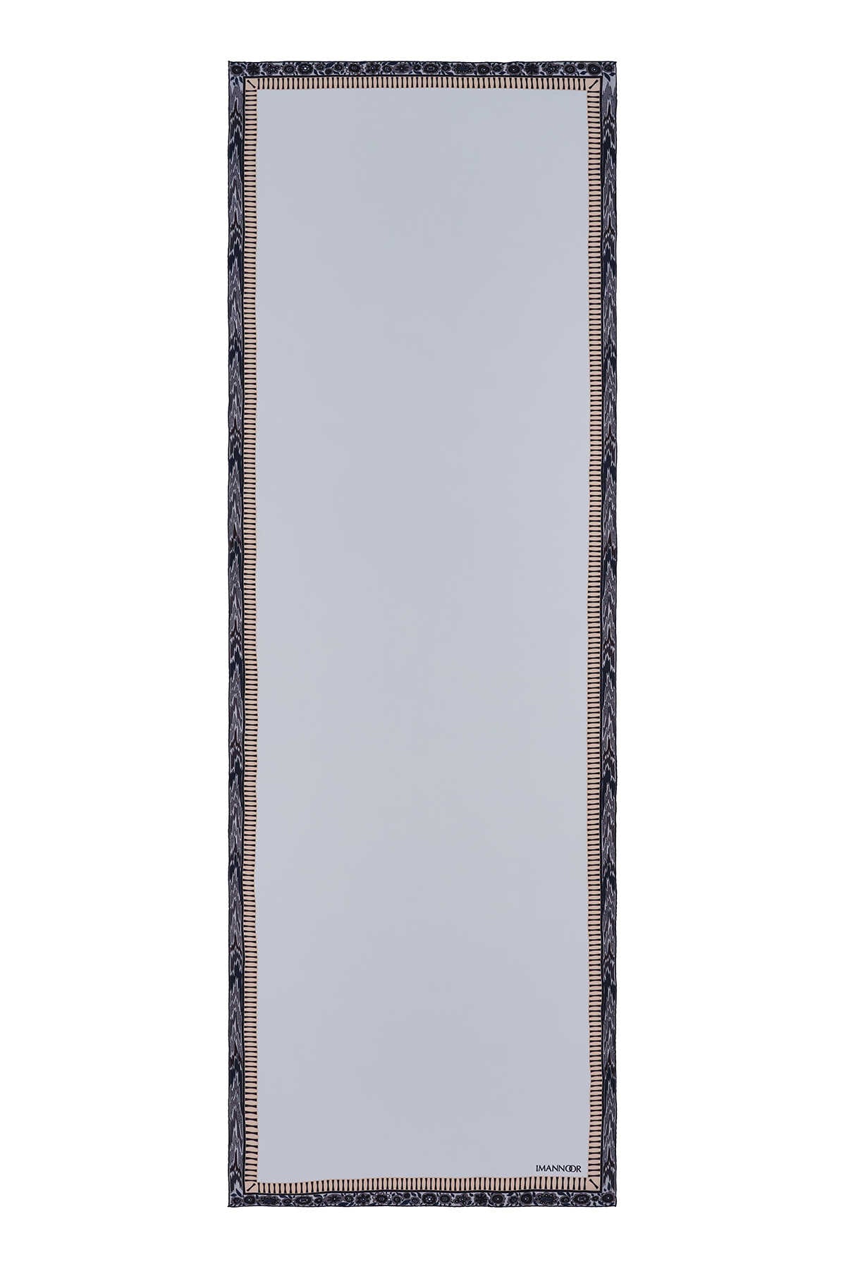 Labirent Sarmaşık Krem Krep İpek Elbise Şalı 80x210