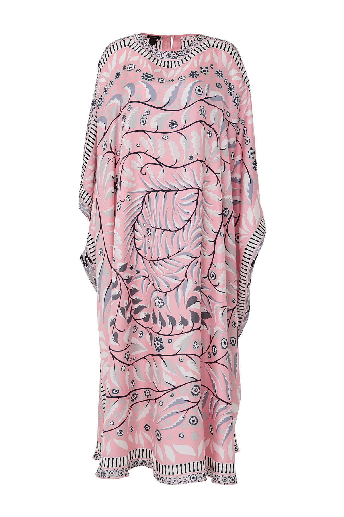 Labirent Sarmaşık Pembe İpek Kaftan
