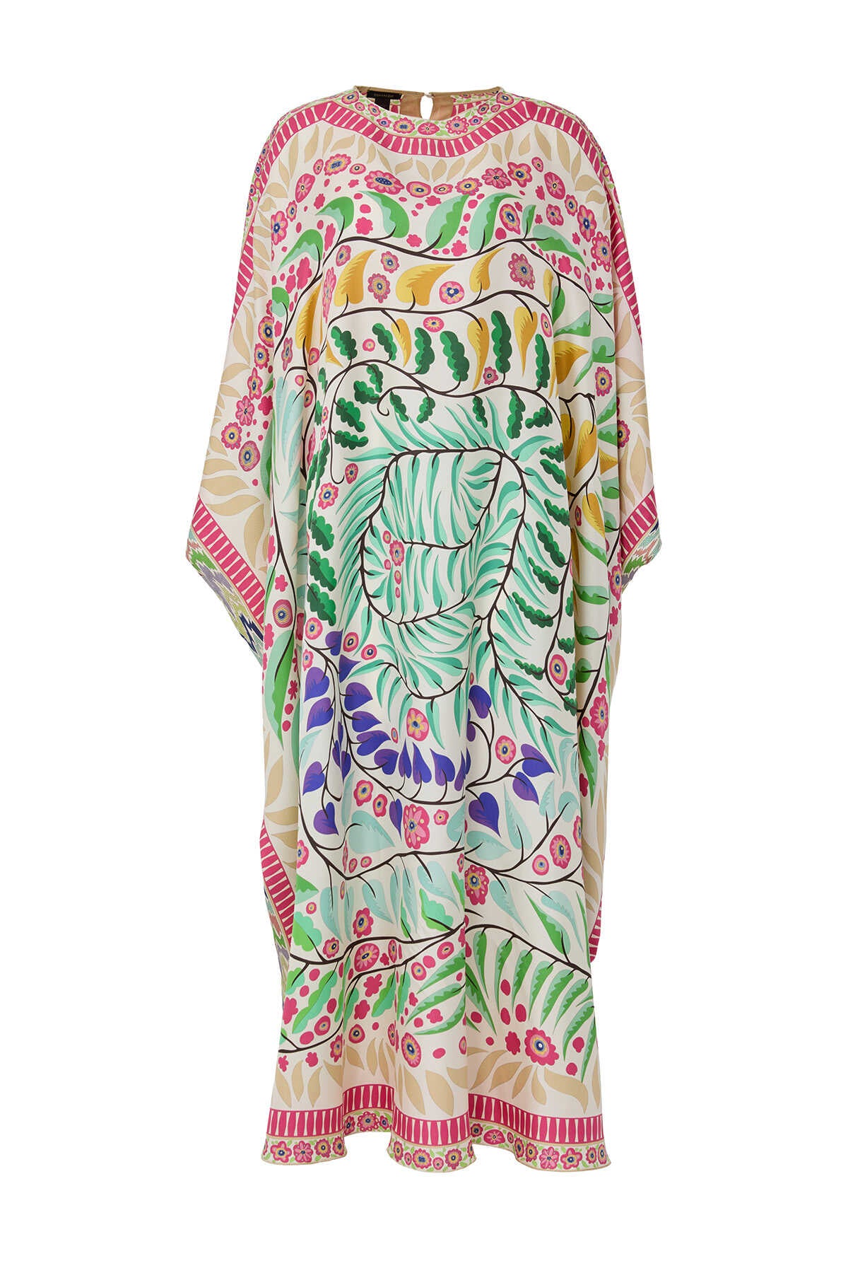 Labirent Sarmaşık Turkuaz İpek Kaftan
