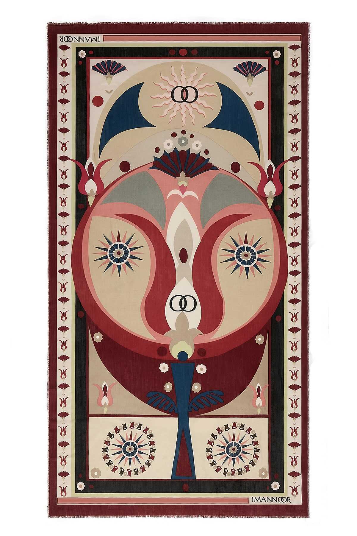 Lale Bordo Kaşmir İpek Şal 100x200