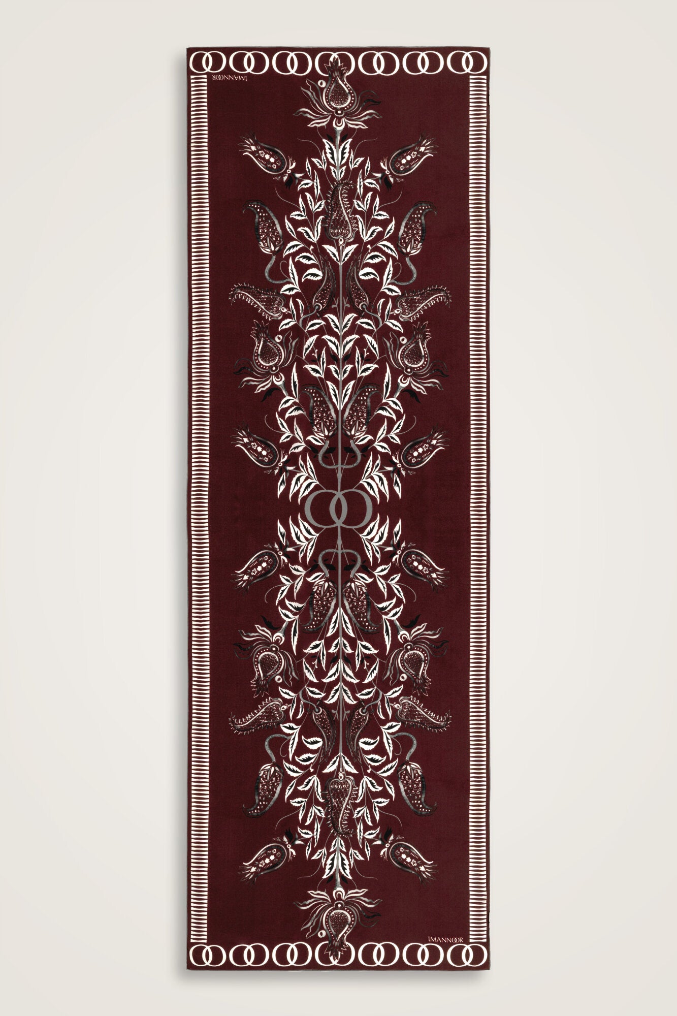 Lale Devri Bordo Krep İpek Şal 70x210