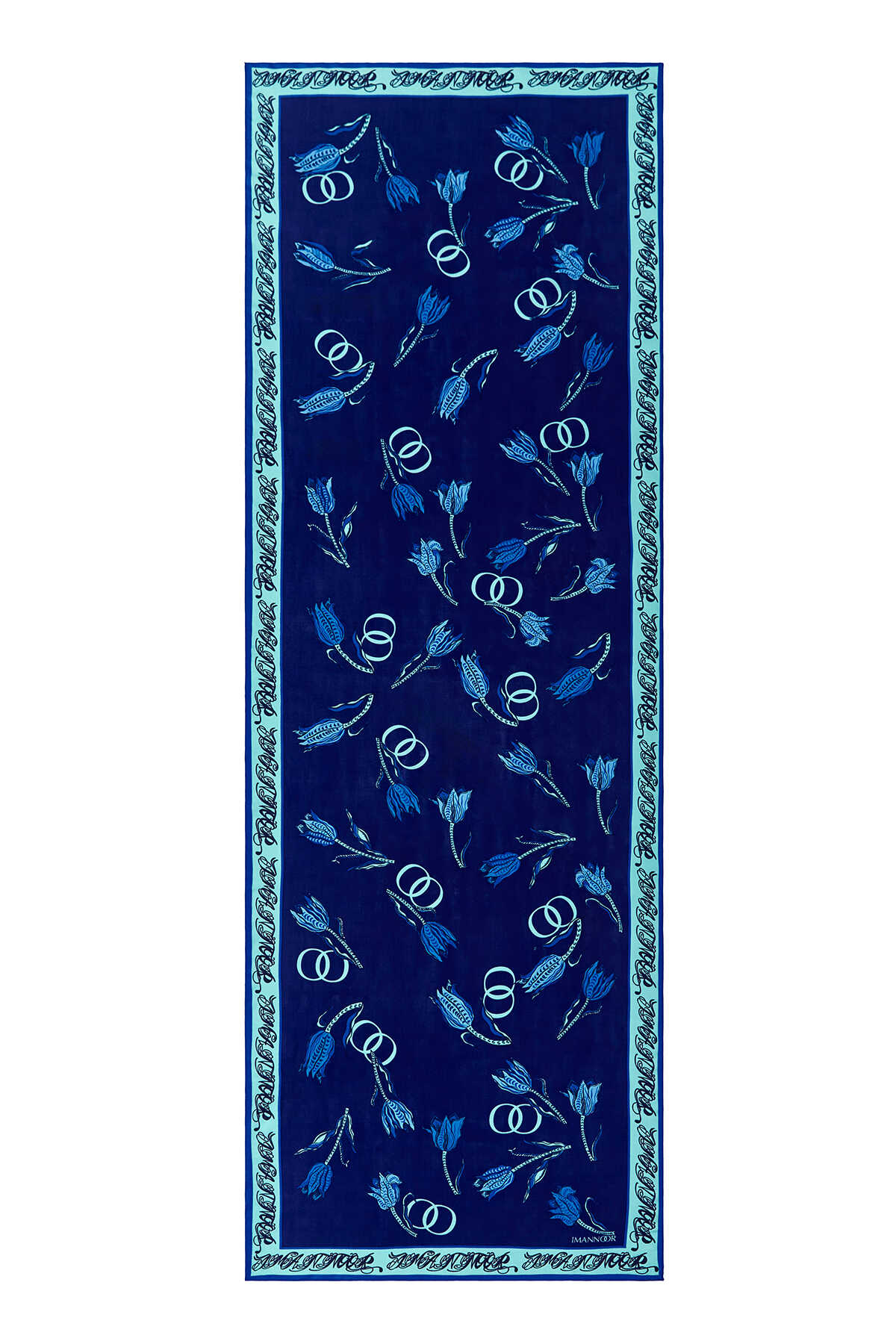 Lale Noor Lacivert Floş Viskon Şal 70x200