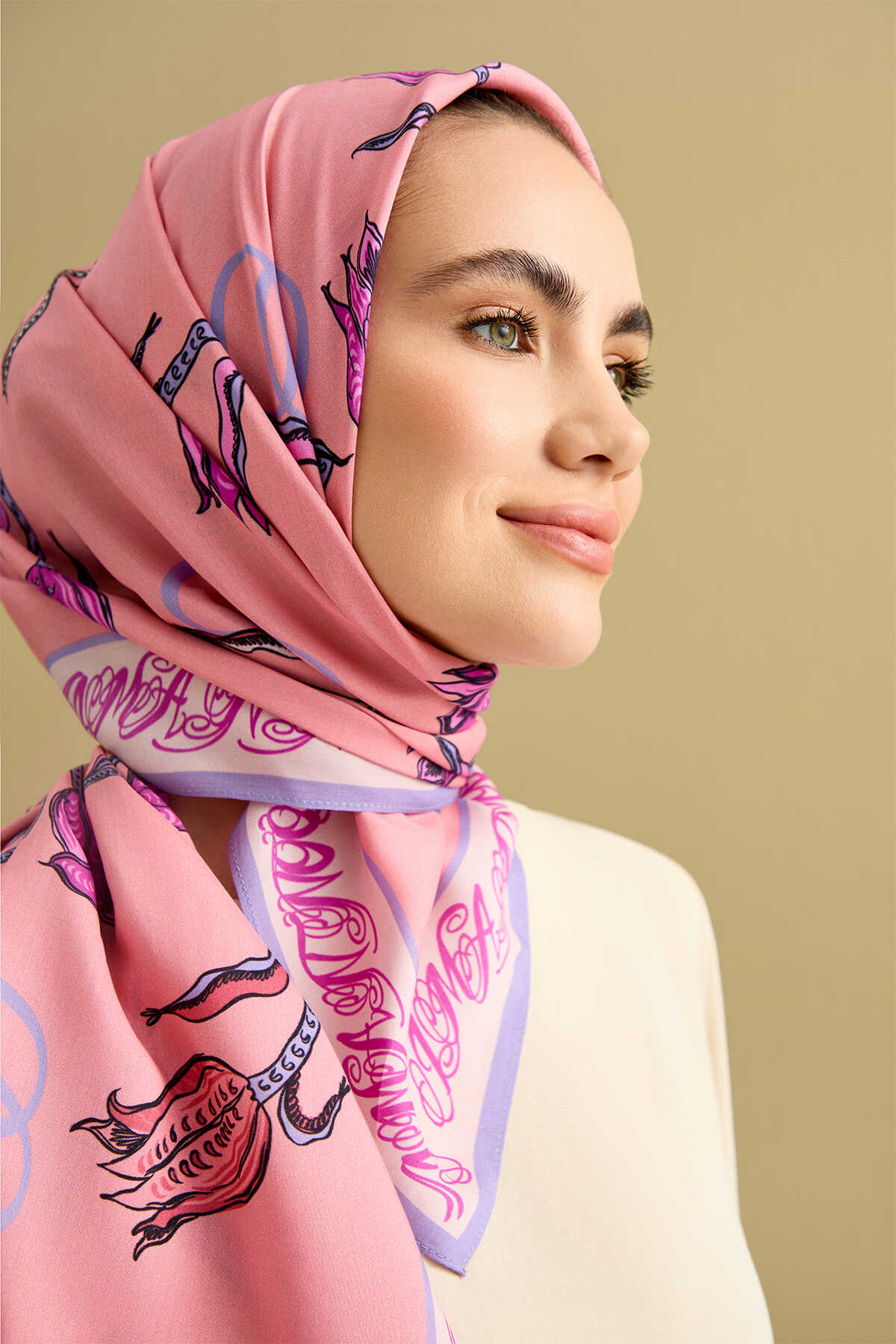 Lale Noor Pembe Floş Viskon Şal 70x200