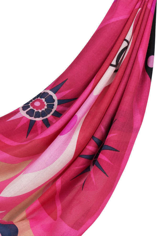 Lale Pembe Kaşmir İpek Şal 100x200