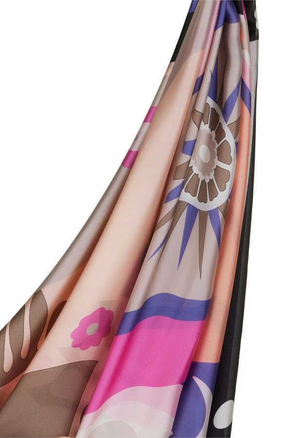 Lale Pembe Şifon İpek Şal 100x200