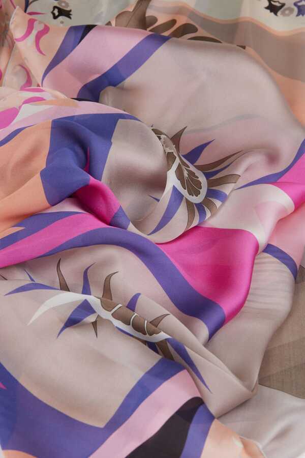 Lale Pembe Şifon İpek Şal 100x200