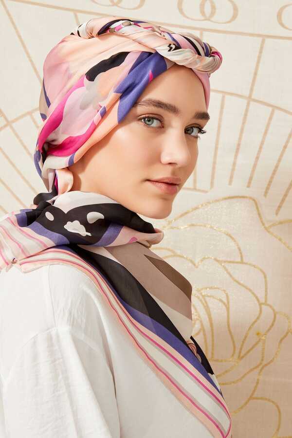 Lale Pembe Şifon İpek Şal 100x200