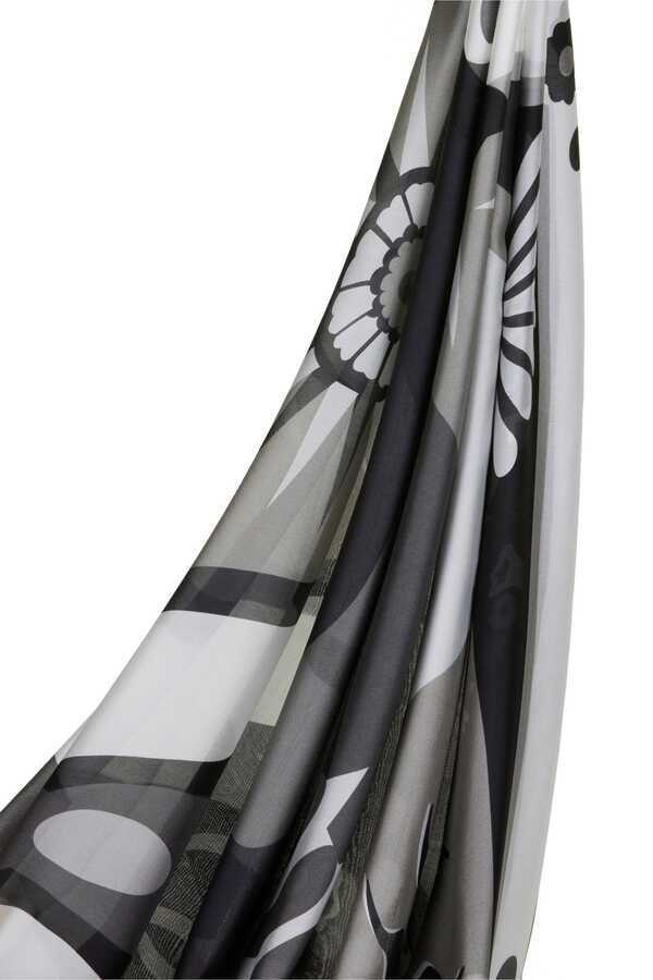 Lale Siyah Şifon İpek Şal 100x200