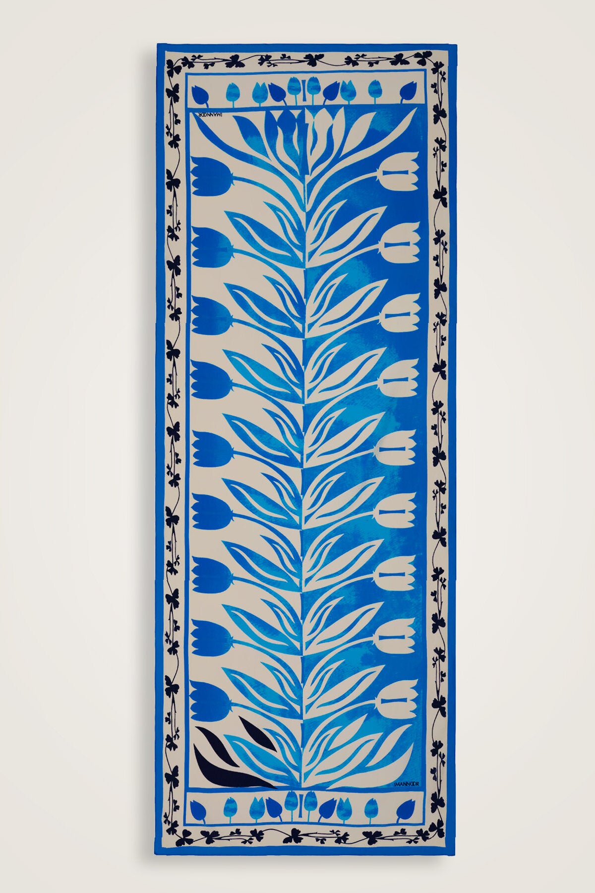 Lale Yolu Mavi Pamuk Şal 80x200