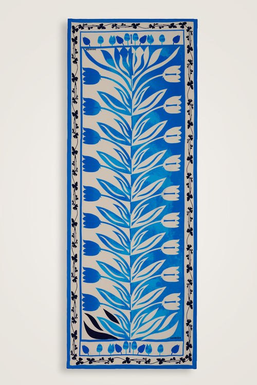 Lale Yolu Mavi Pamuk Şal 80x200