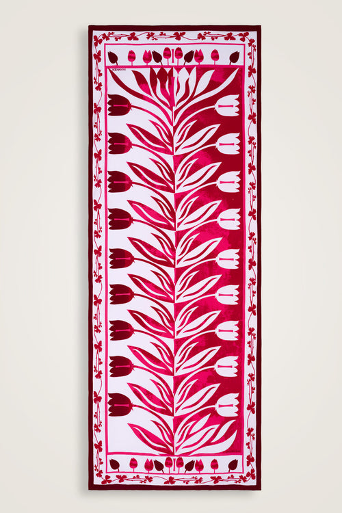 Lale Yolu Pembe Pamuk Şal 80x200
