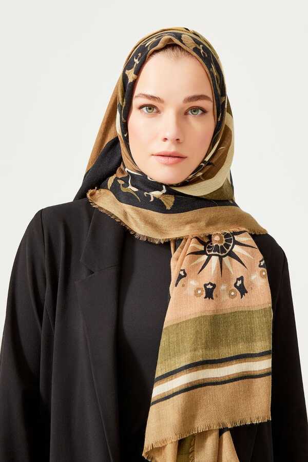 Lale Yosun Yeşili Kaşmir İpek Şal 100x200
