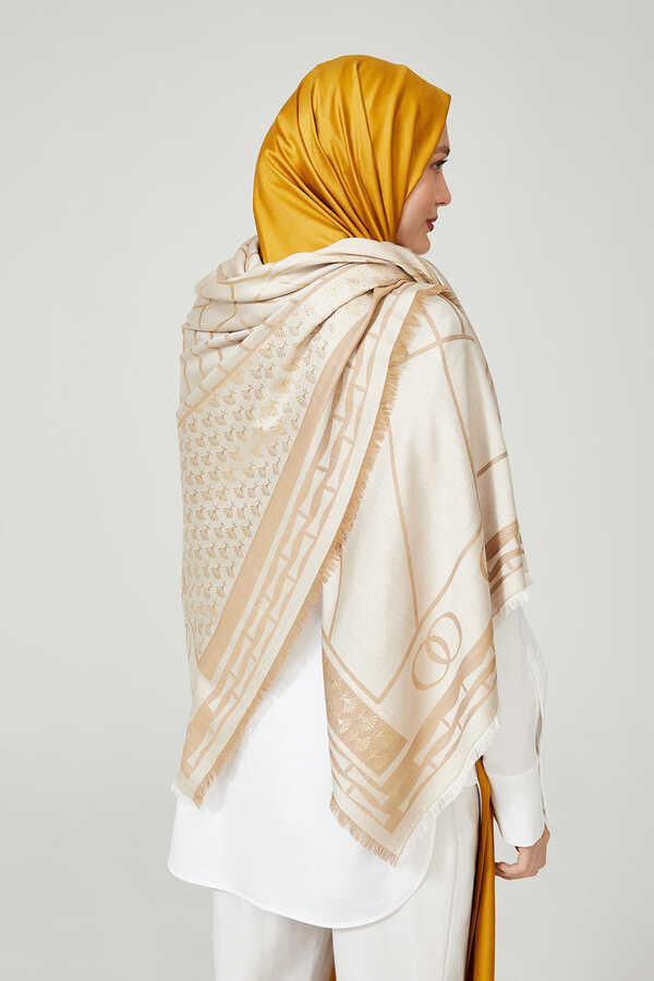 Leyla Simli Bej İpek Eşarp 140x140