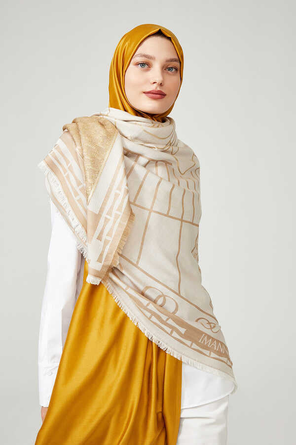Leyla Simli Bej İpek Eşarp 140x140