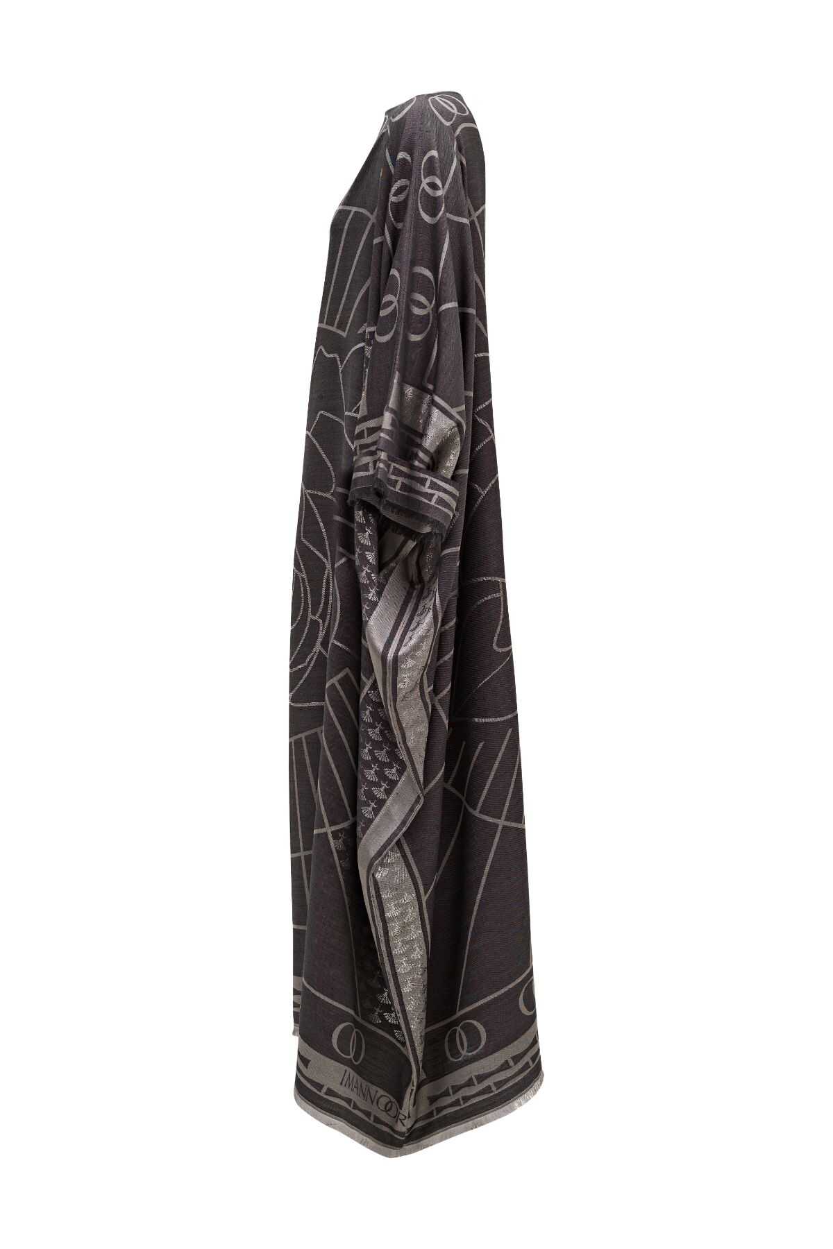 Leyla Simli Koyu Gri Kaftan