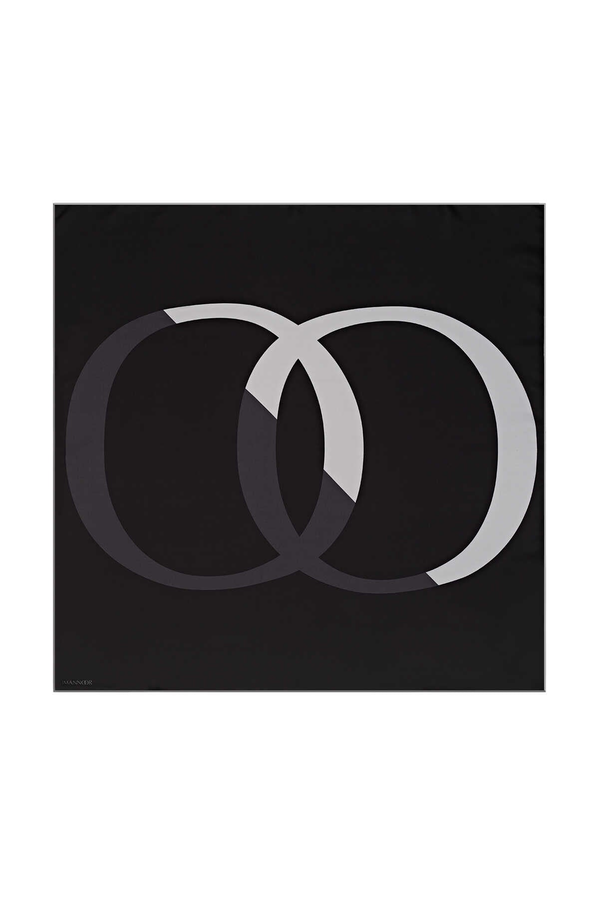 Logo-1 Siyah Tivil İpek Eşarp 90x90