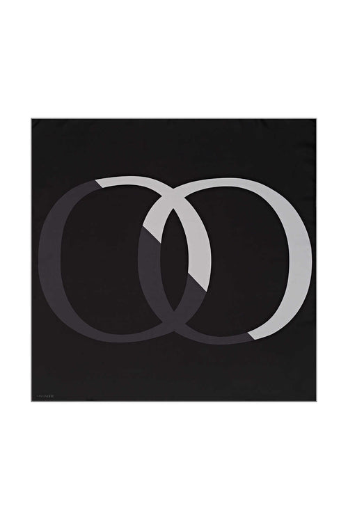 Logo-1 Siyah Tivil İpek Eşarp 90x90