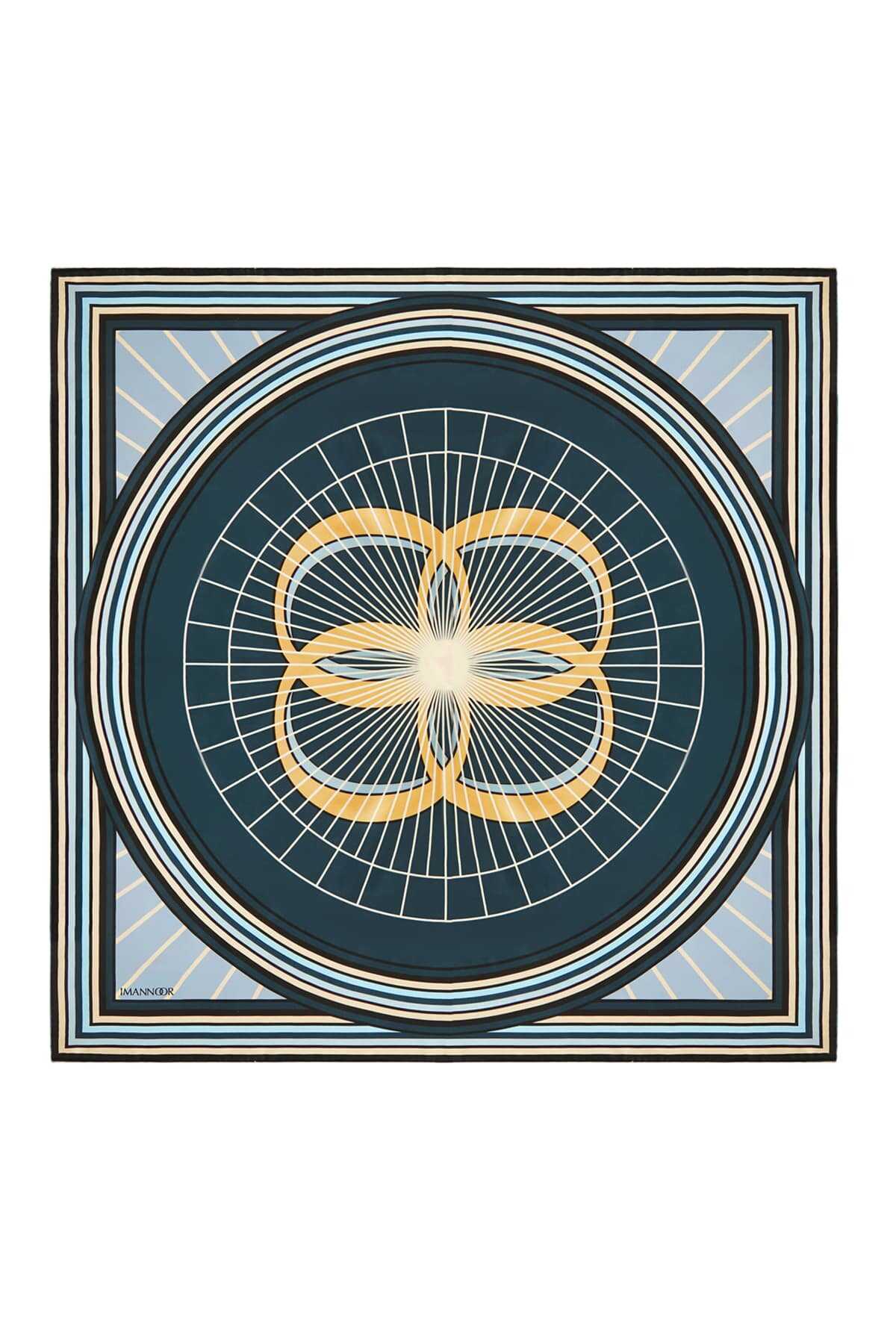 Logo-2 Gri Tivil İpek Eşarp 90x90