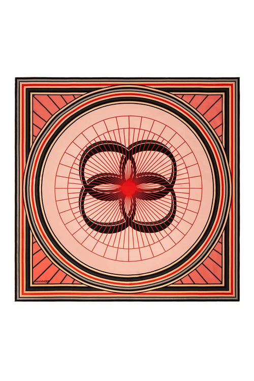 Logo-2 Kırmızı Tivil İpek Eşarp 90x90