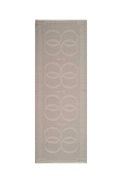Logo 8 Gri Pamuk İpek Şal 80x210