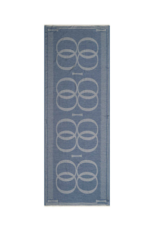 Logo 8 Jin Mavi Pamuk İpek Şal 80x210