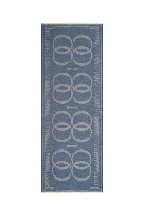 Logo 8 Jin Mavi Pamuk İpek Şal 80x210